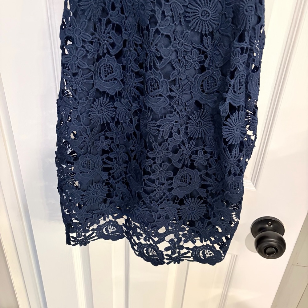 Lulus Love Poem Navy Blue Lace Halter Mini Dress Size Large - Picture 7 of 12